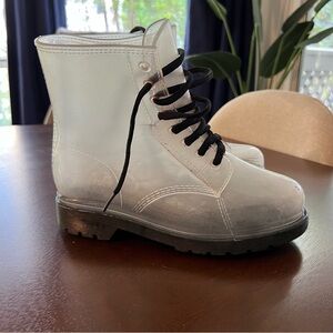 Transparent Jelly Water Resistant Platform Boots - Doc Marten Style